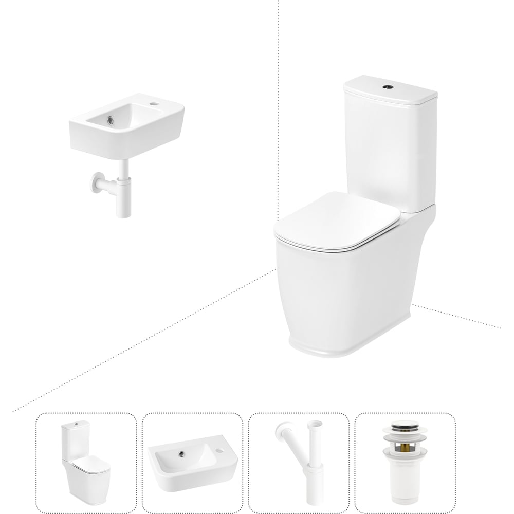 Изображение товара Унитаз-компакт Lavinia Boho Bell Pro 4 в 1 с раковиной белый антивсплеск