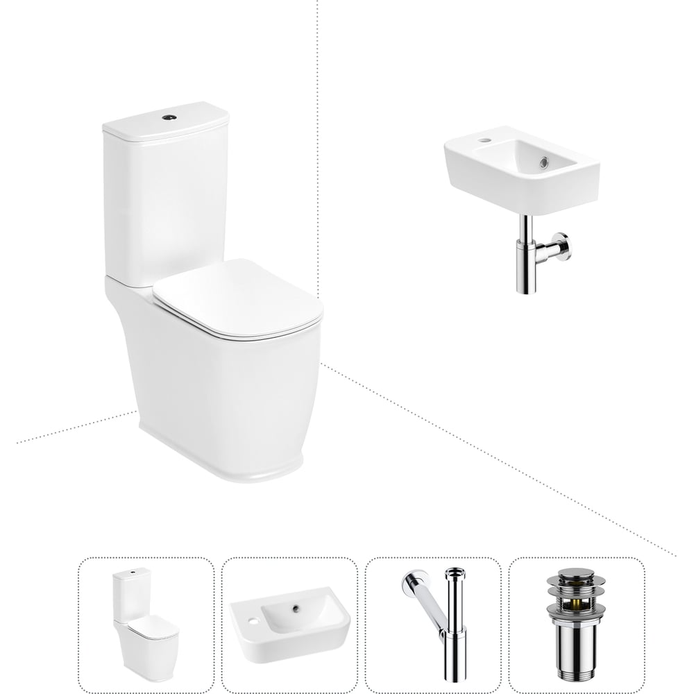 Изображение товара Унитаз-компакт Lavinia Boho Bell Pro 4 в 1 с раковиной микролифт и антивсплеск