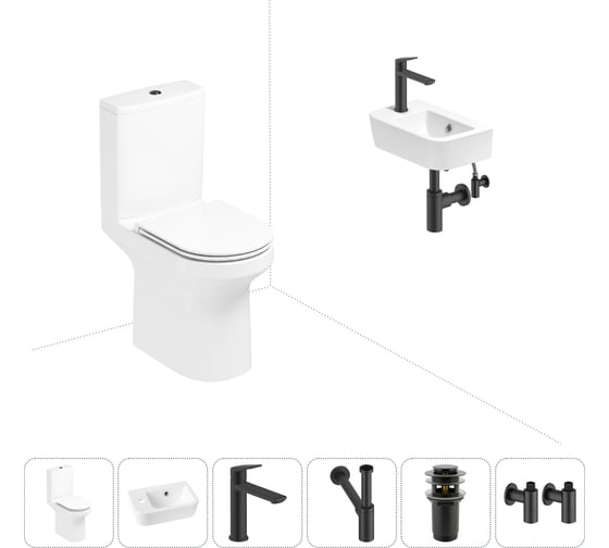 Изображение товара Безободковый напольный унитаз Lavinia Boho Grance Hill Rimless в комплекте 6 в 1 202008641