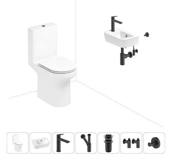 Изображение товара Безободковый напольный унитаз Lavinia Boho Grance Hill Rimless в комплекте 7 в 1 202008821