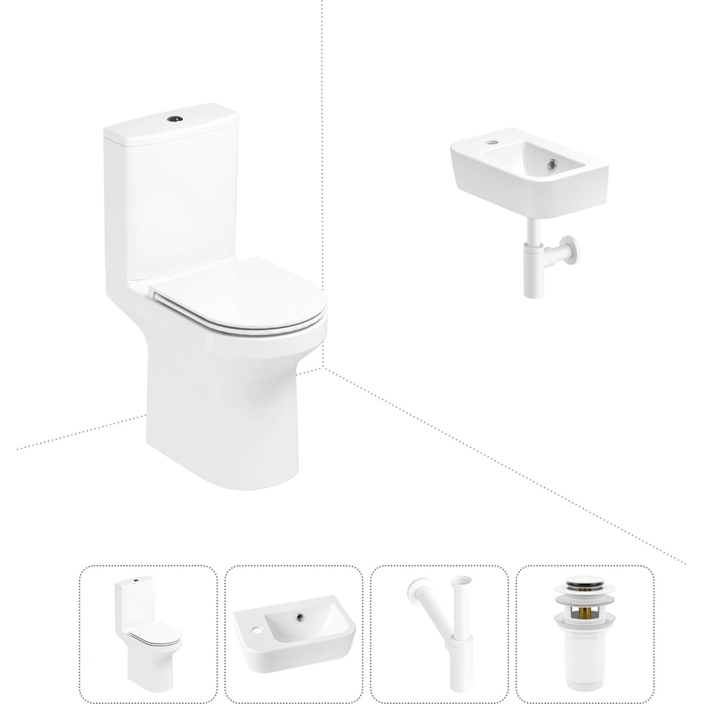 Изображение товара Безободковый напольный унитаз Lavinia Boho Grance Hill Rimless с раковиной и системой каскадного сл