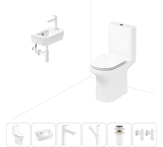 Изображение товара Безободковый напольный унитаз Lavinia Boho Grance Hill Rimless в комплекте 6 в 1 202008599