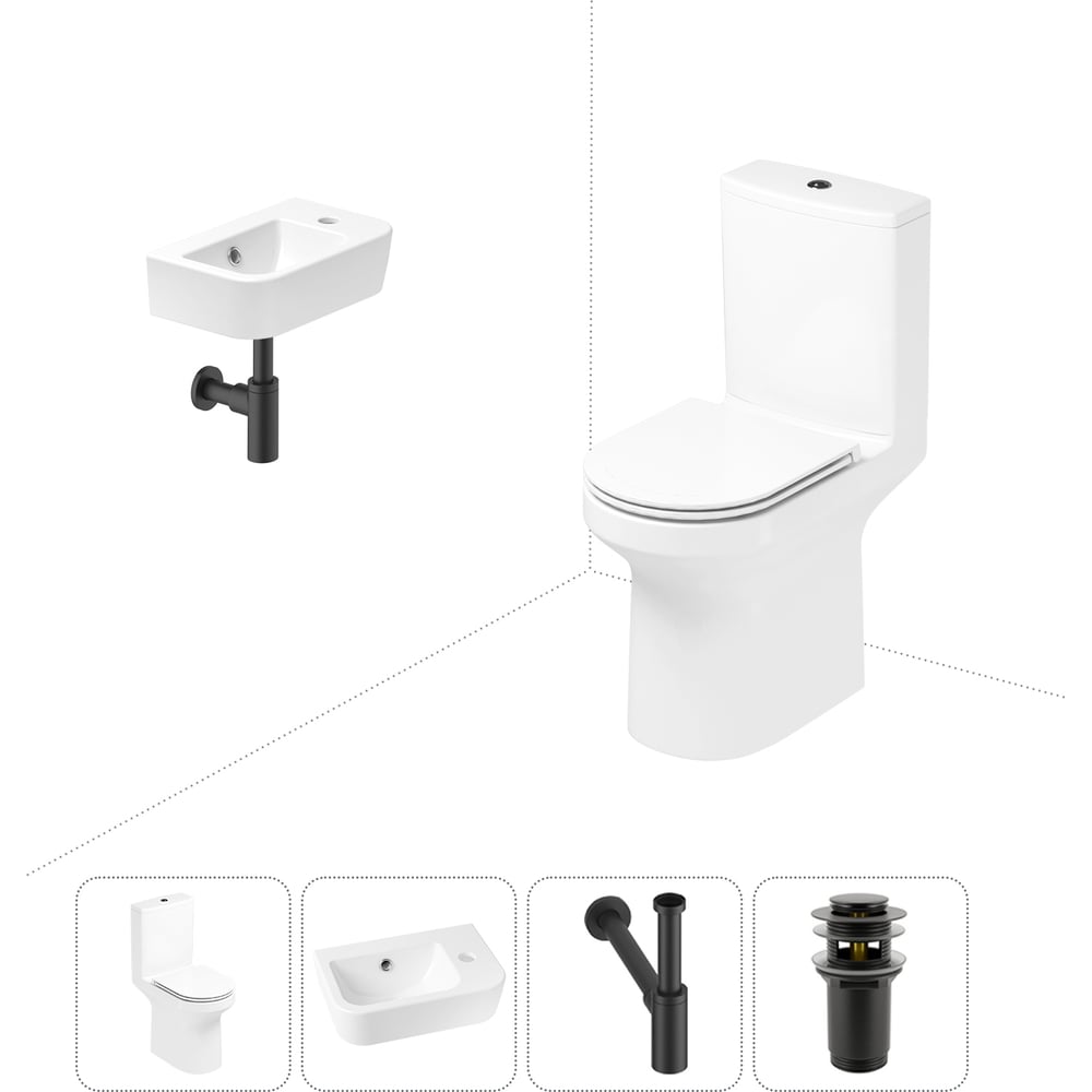 Изображение товара Безободковый напольный унитаз Lavinia Boho Rimless с раковиной и антивсплеском