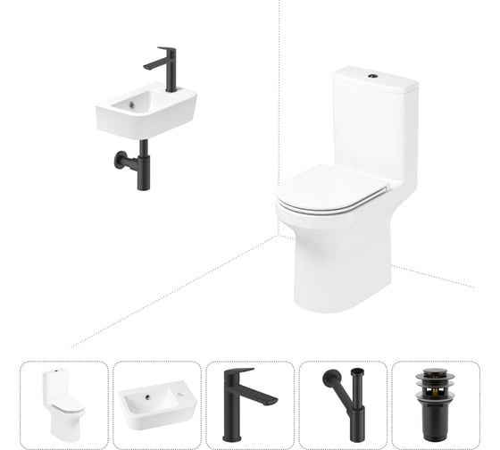 Изображение товара Безободковый напольный унитаз Lavinia Boho Grance Hill Rimless в комплекте 5 в 1 202008506