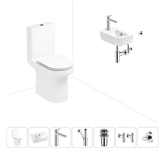 Изображение товара Безободковый напольный унитаз Lavinia Boho Grance Hill Rimless в комплекте 7 в 1 202008820