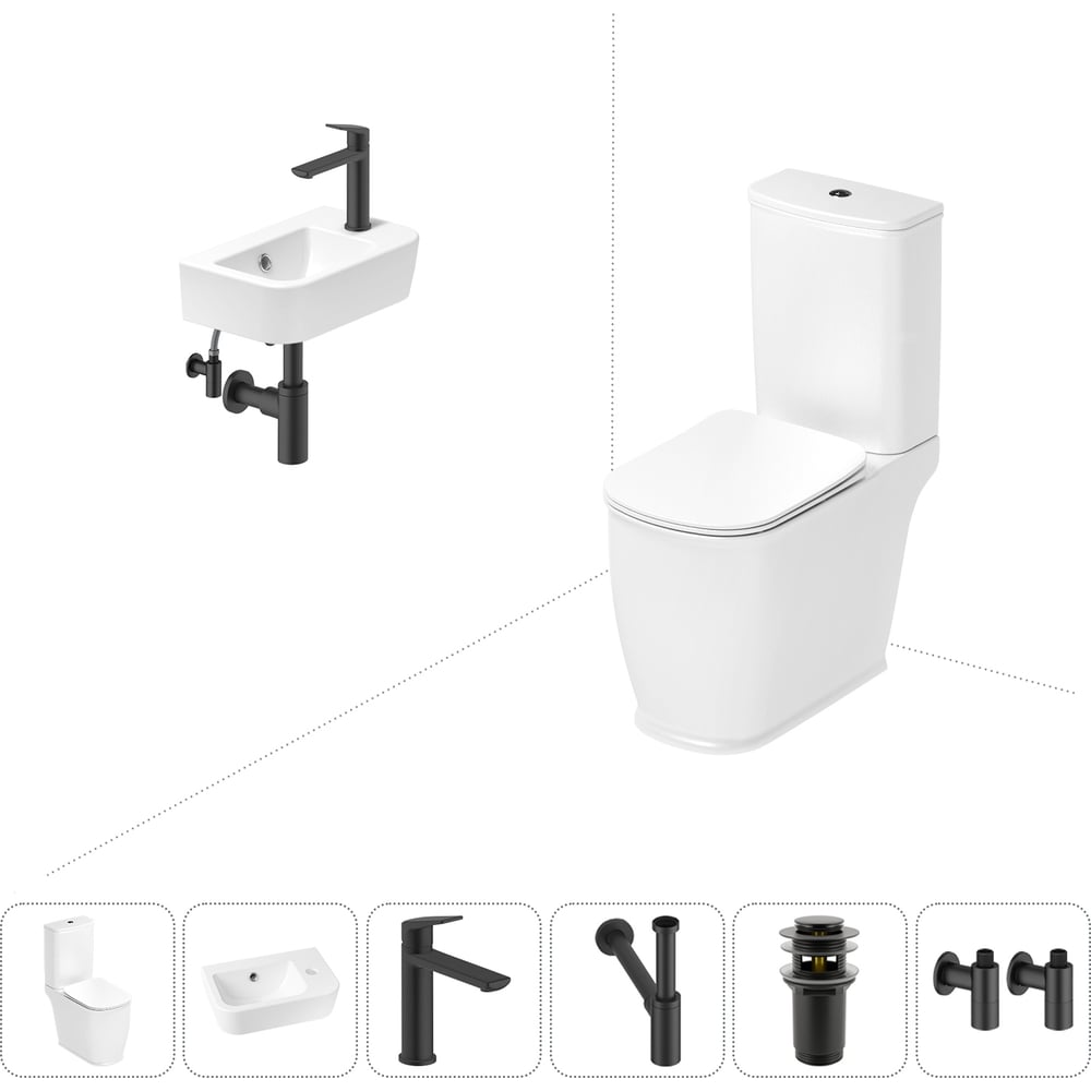 Изображение товара Унитаз-компакт Lavinia Boho Bell Pro 6 в 1 с раковиной и антивсплеском