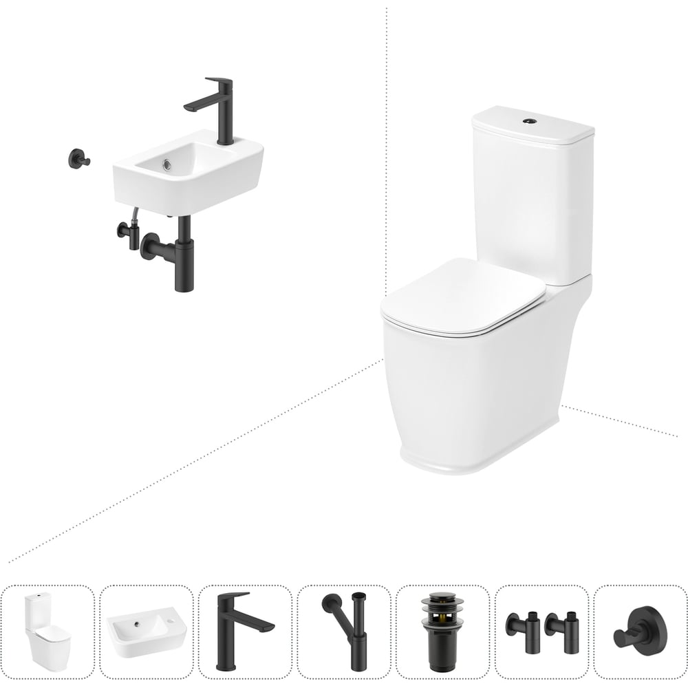 Изображение товара Унитаз-компакт Lavinia Boho Bell Pro с раковиной комплект 7 в 1