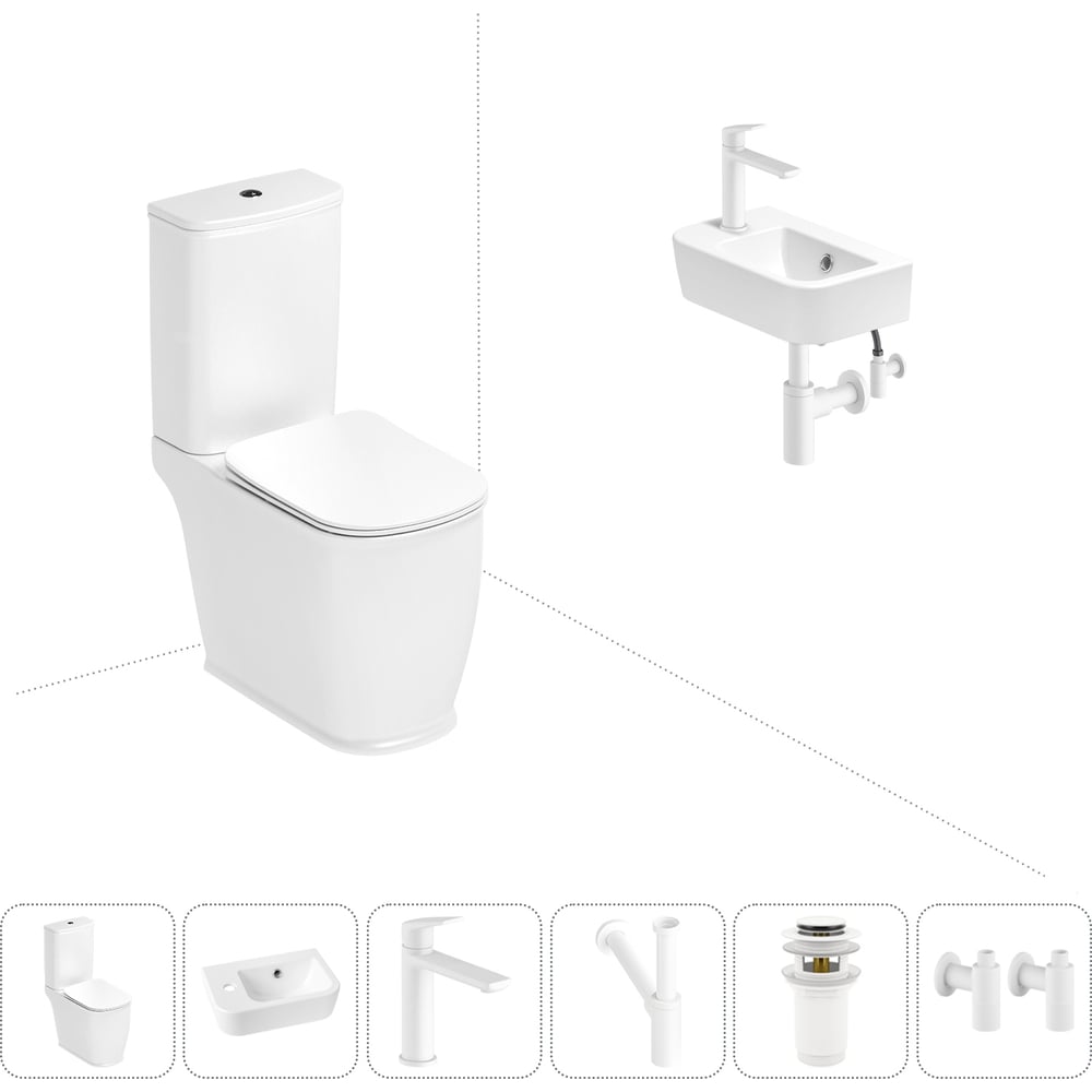 Изображение товара Унитаз-компакт Lavinia Boho Bell Pro с раковиной и антикарбоническим покрытием