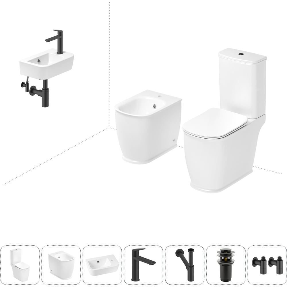 Изображение товара Унитаз-компакт Lavinia Boho Bell Pro 7 в 1 с биде раковиной и сливом