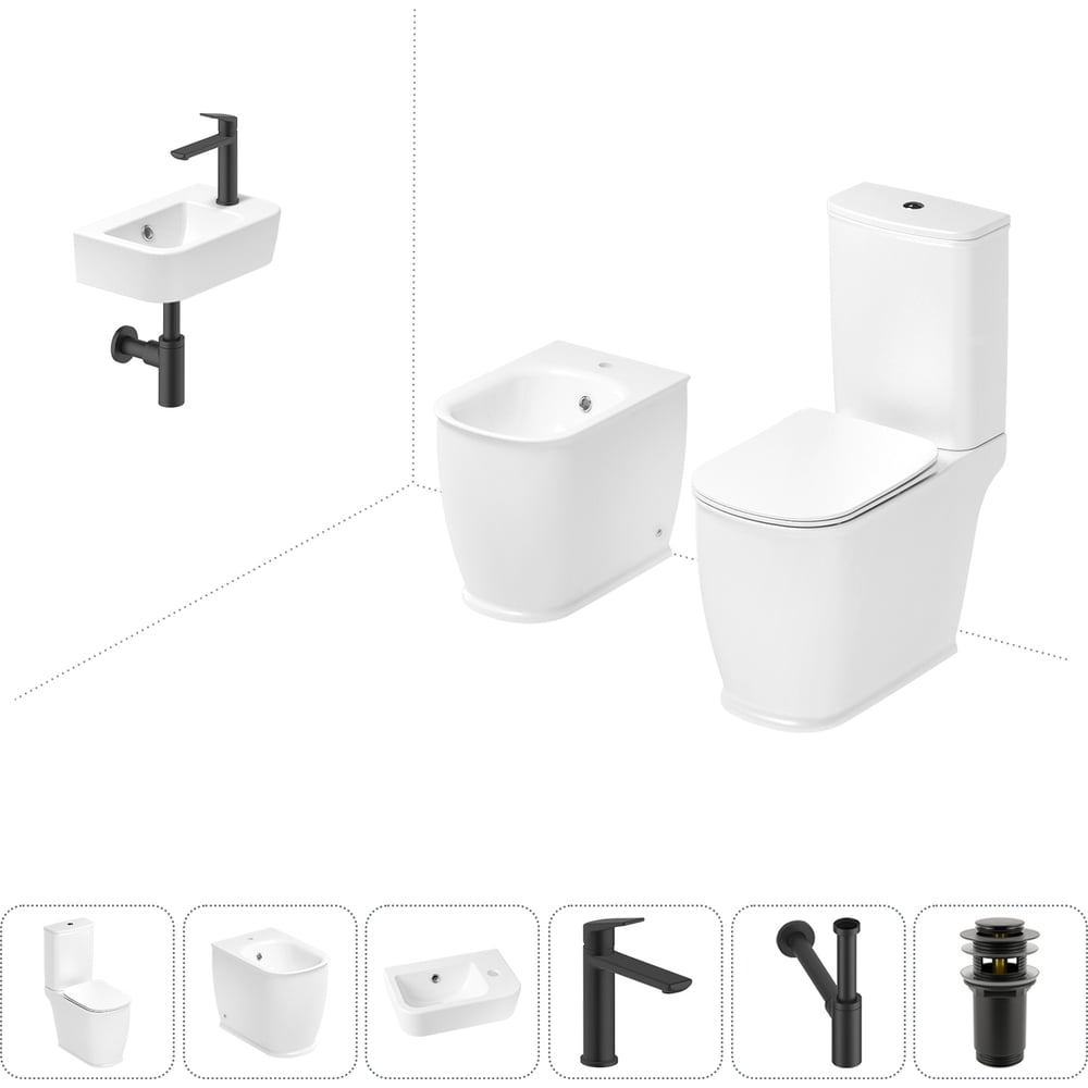 Изображение товара Унитаз-компакт Lavinia Boho Bell Pro 6 в 1 с раковиной биде и аксессуарами