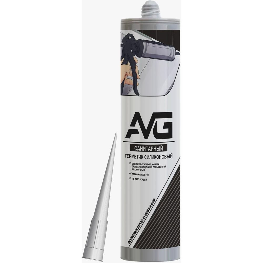 Изображение товара Герметик силиконовый AVG АВГ санитарный прозрачный