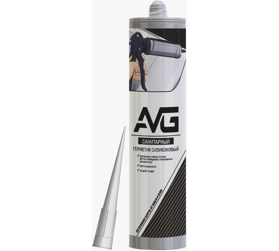 Изображение товара Герметик силиконовый AVG АВГ санитарный прозрачный