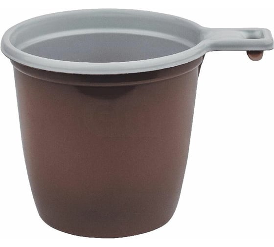 Изображение товара Чашка одноразовая для чая и кофе ОФИСМАГ 200 мл, к-кт 50 шт, пластик, бело-коричневые 607601