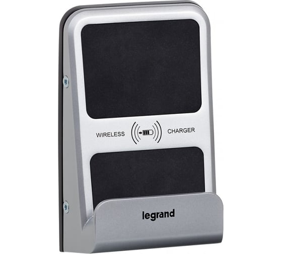 Изображение товара Беспроводное зарядное устройство Legrand Mosaic Qi 1А IP66 IK08 Цвет Алюминий 077599