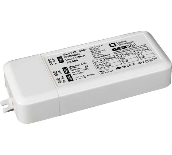 Изображение товара Светодиодный драйвер Световые технологии LT20W 0.5A DALI LED 20Вт 500мА 2002002230