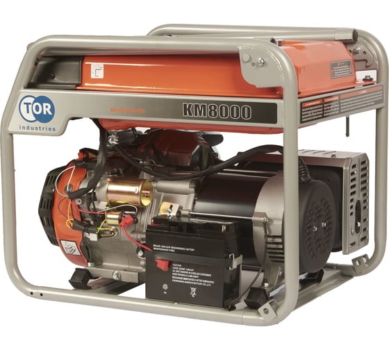 Изображение товара Бензиновый генератор TOR KM8000H 6,0кВт 220В 27л с кнопкой запуска и колесами 1011098