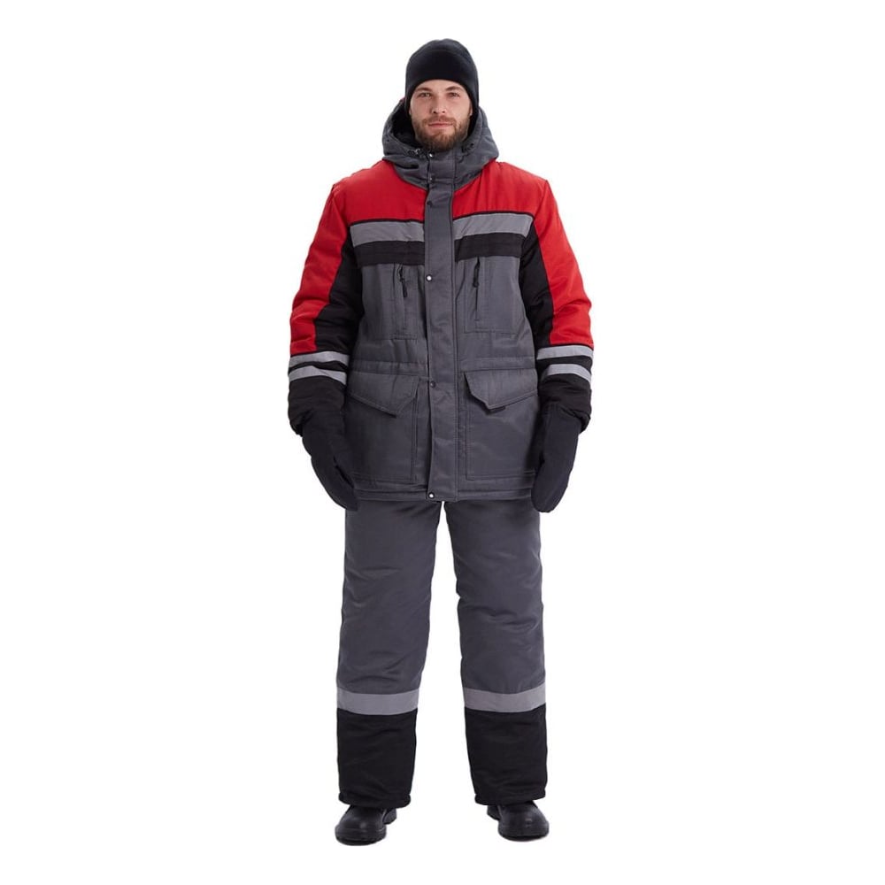 Изображение товара Зимний костюм URSUS ЗИМНИК куртка и брюки для мужчин темно-серый черный красный