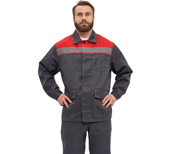 Изображение товара Костюм URSUS "УДАРНИК" куртка/брюки, темно-серый/красный КОС317-303/64-66, 170-176