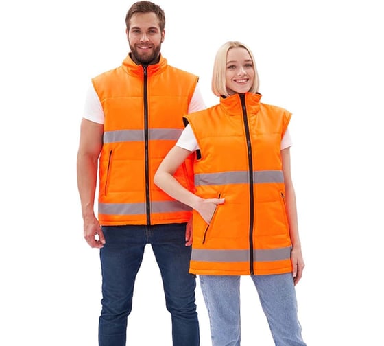 Изображение товара Жилет утепленный URSUS "Фаворит" цвет оранжевый с СОП, ткань Оксфорд ЖИЛ557-ОРНЖ/60-62