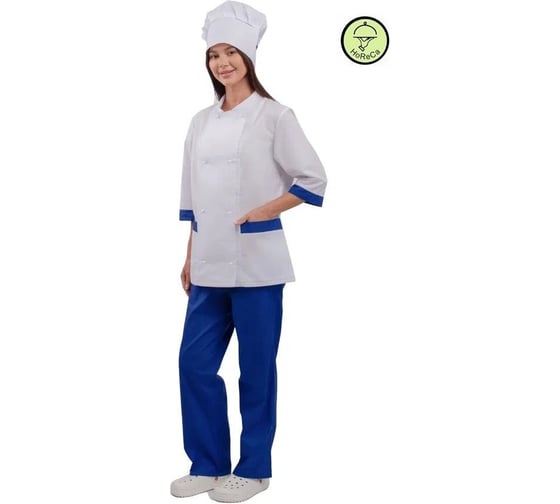 Изображение товара Костюм повара женский URSUS "Фламбе" белый с васильковым ПОВ567-030/56-58, 158-164