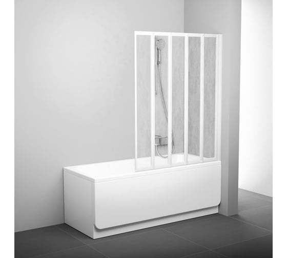 Изображение товара Перегородка (шторка, ширма) на борт ванны складная Ravak VS5 профиль белый, полистирол 794E010041 00000017954