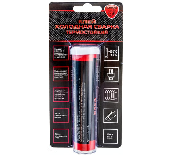 Изображение товара Термостойкий клей - холодная сварка ELTRANS пластиковый патрон в блистере EL-1213.01