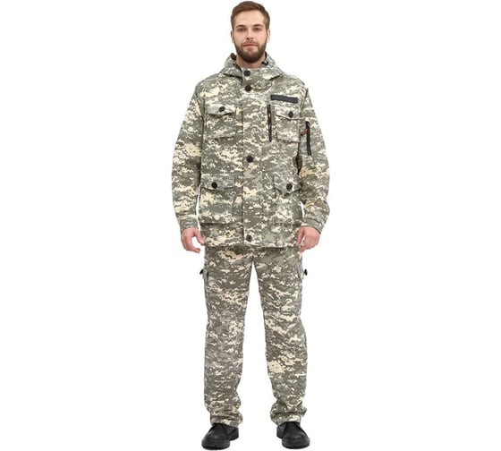 Изображение товара Костюм URSUS "СУМРАК" куртка/брюки, цвет КМФ "Цифра светло-серый" , ткань Рип-Стоп КОС407-ЦИФРА светло-серый/48-50, 182-188