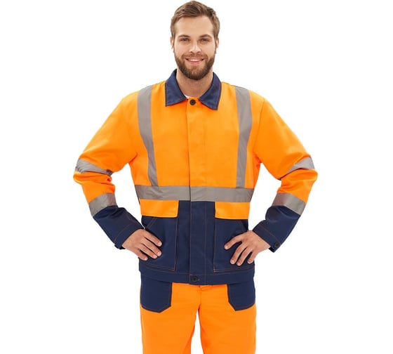 Изображение товара Костюм летний сигнальный URSUS "Скандин" куртка/полукомбинезон, цвет оранжевый/темно-синий ДОР503-461/64-66, 170-176