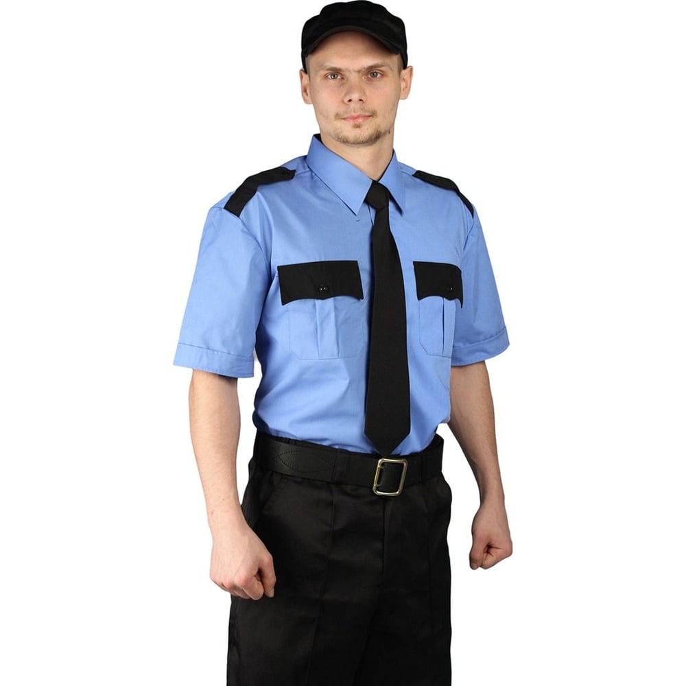 Изображение товара Мужская рубашка URSUS Охрана короткий рукав водоотталкивающая голубая с черным размер 42