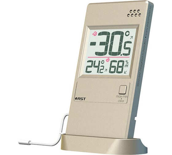 Изображение товара Оконный термогигрометр с выносным термосенсором RST, шампань RST01596