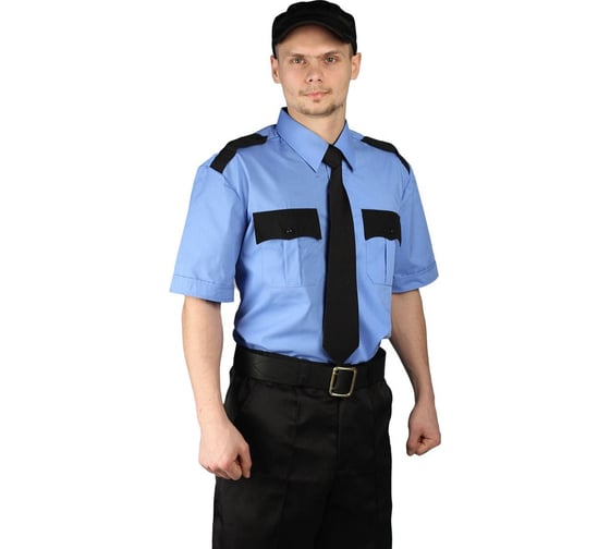 Изображение товара Рубашка мужская URSUS "Охрана" короткий рукав, голубая с черным РУБ500-069/45, 182-188