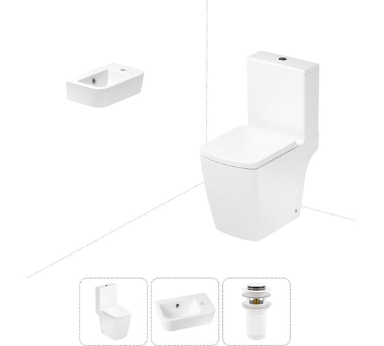 Изображение товара Безободковый напольный унитаз Lavinia Boho Aveo Compacto Rimless в комплекте 3 в 1 202008334
