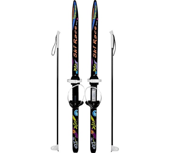 Изображение товара Лыжи подростковые Цикл Олимпик Ски рэйс серые, универсальное крепление, 120/95 см, с палками, стеклопластик 4630035339651