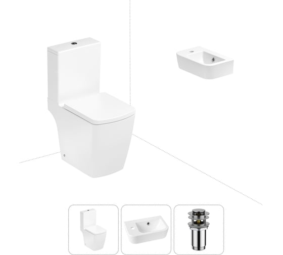 Изображение товара Безободковый напольный унитаз Lavinia Boho Aveo Compacto Rimless в комплекте 3 в 1 202008375