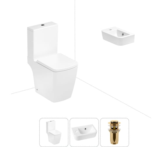 Изображение товара Безободковый напольный унитаз Lavinia Boho Aveo Compacto Rimless в комплекте 3 в 1 202008377