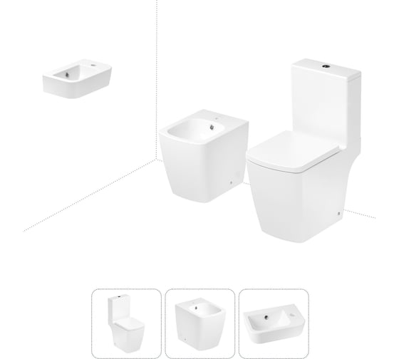 Изображение товара Безободковый напольный унитаз Lavinia Boho Aveo Compacto Rimless в комплекте 3 в 1 202008855