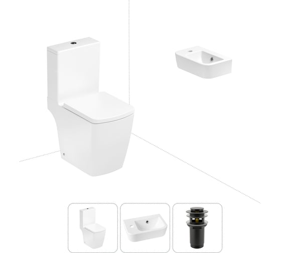Изображение товара Безободковый напольный унитаз Lavinia Boho Aveo Compacto Rimless в комплекте 3 в 1 202008376