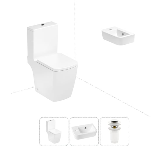 Изображение товара Безободковый напольный унитаз Lavinia Boho Aveo Compacto Rimless в комплекте 3 в 1 202008379