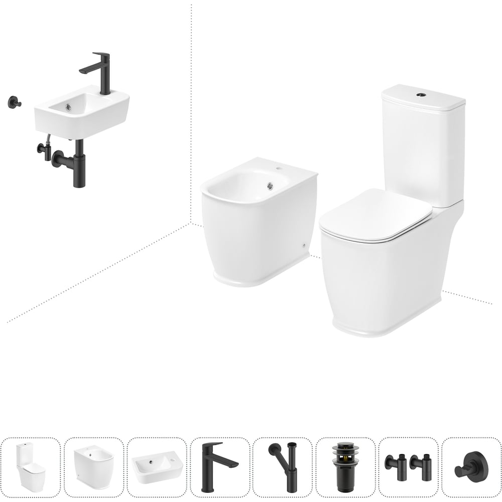 Изображение товара Унитаз-компакт Lavinia Boho Bell Pro комплект 8 в 1 антибактериальный белый