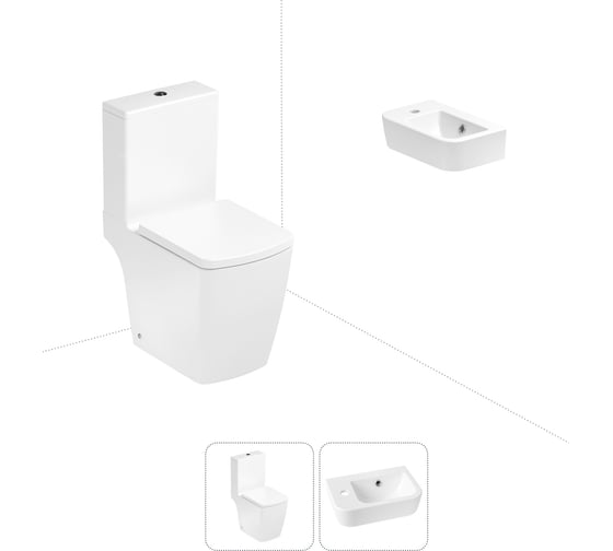 Изображение товара Безободковый напольный унитаз Lavinia Boho Aveo Compacto Rimless в комплекте 2 в 1 202008301