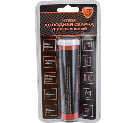 Изображение товара Универсальный клей - холодная сварка ELTRANS пластиковый патрон в блистере EL-1201.01