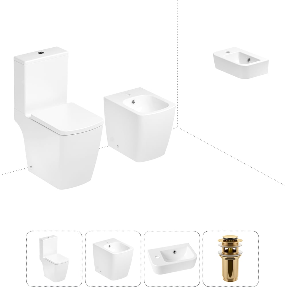 Изображение товара Безободковый напольный унитаз Lavinia Boho Aveo Compacto Rimless комплект 4 в 1