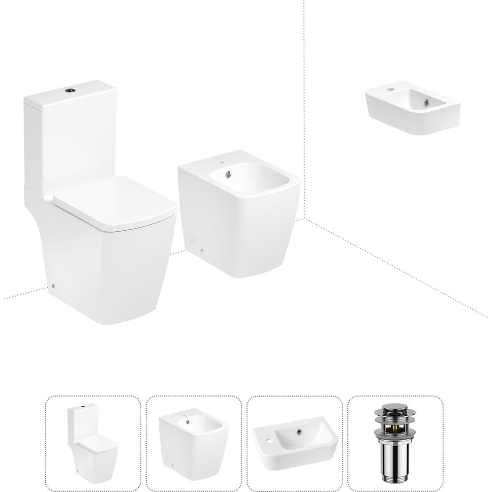 Изображение товара Безободковый напольный унитаз Lavinia Boho Aveo Compacto Rimless с раковиной и бидет