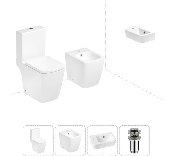Изображение товара Безободковый напольный унитаз Lavinia Boho Aveo Compacto Rimless в комплекте 4 в 1 202008891