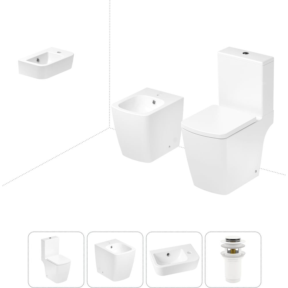 Изображение товара Безободковый напольный унитаз Lavinia Boho Aveo Compacto Rimless комплект 4 в 1