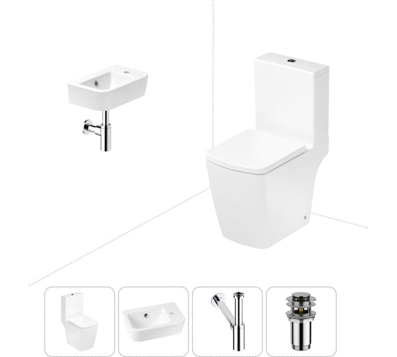 Изображение товара Безободковый напольный унитаз Lavinia Boho Aveo Compacto Rimless в комплекте 4 в 1 202008420