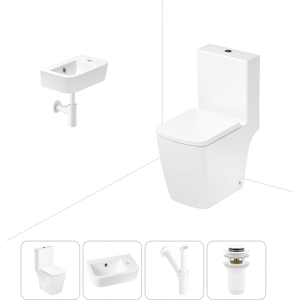 Изображение товара Безободковый напольный унитаз Lavinia Boho Aveo Compacto Rimless комплект 4 в 1