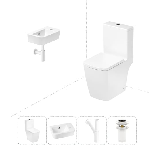 Изображение товара Безободковый напольный унитаз Lavinia Boho Aveo Compacto Rimless в комплекте 4 в 1 202008424