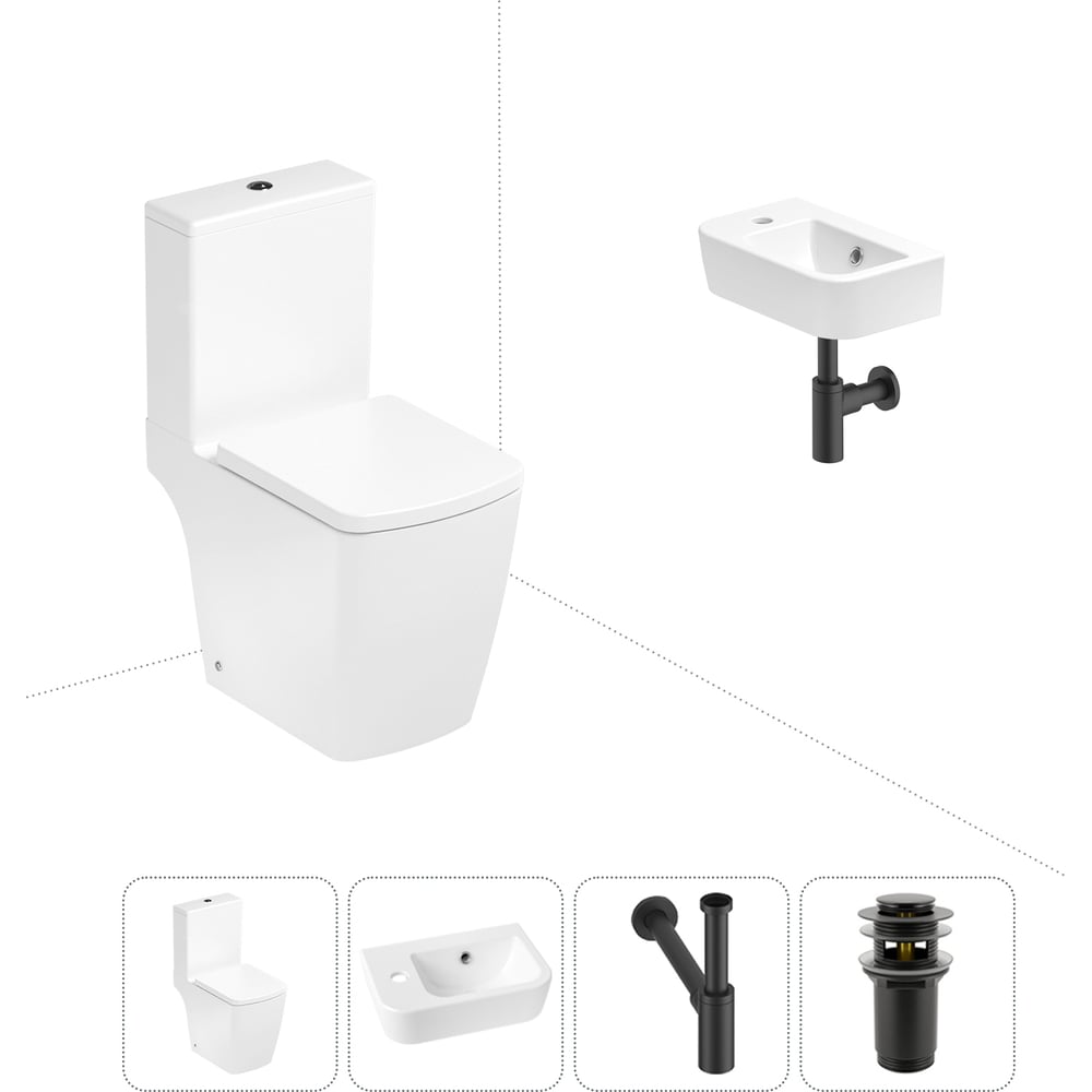 Изображение товара Безободковый напольный унитаз Lavinia Boho Aveo Compacto Rimless комплект 4 в 1