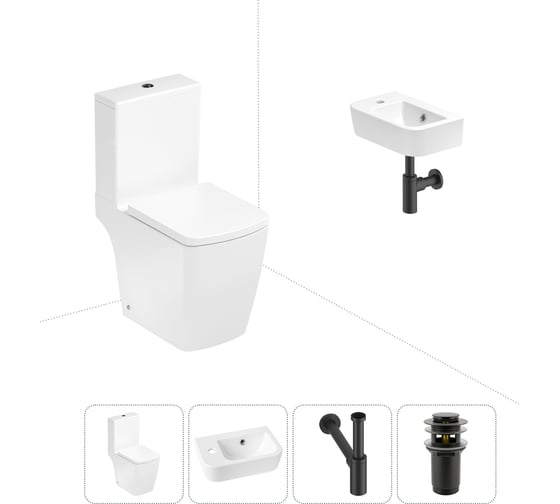 Изображение товара Безободковый напольный унитаз Lavinia Boho Aveo Compacto Rimless в комплекте 4 в 1 202008466